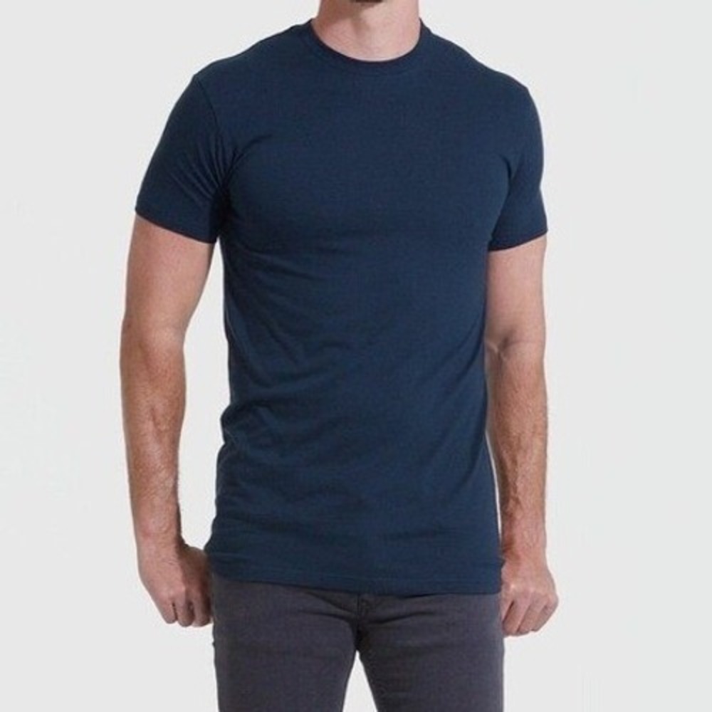 Minimalist True Classic Heather Blue Crew Neck T Shirt Men's Large Soft Tee